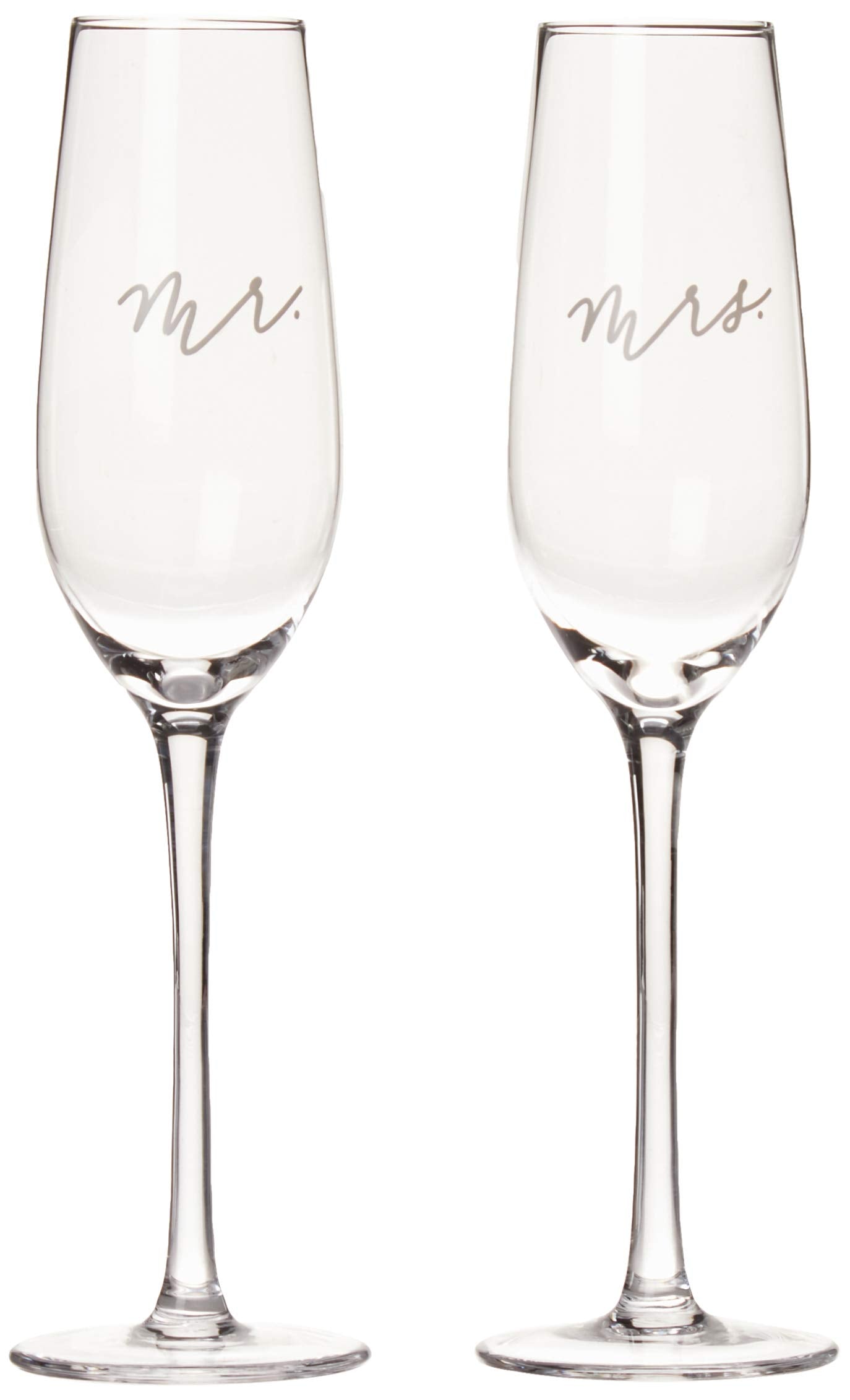 Pearhead Mr. & Mrs. Champagne Flute Set - Elegant His and Hers Wedding Toasting Glasses for Unforgettable Celebrations, Bridal Shower and Registry Idea, Tall Wine Glasses for Bride and Groom