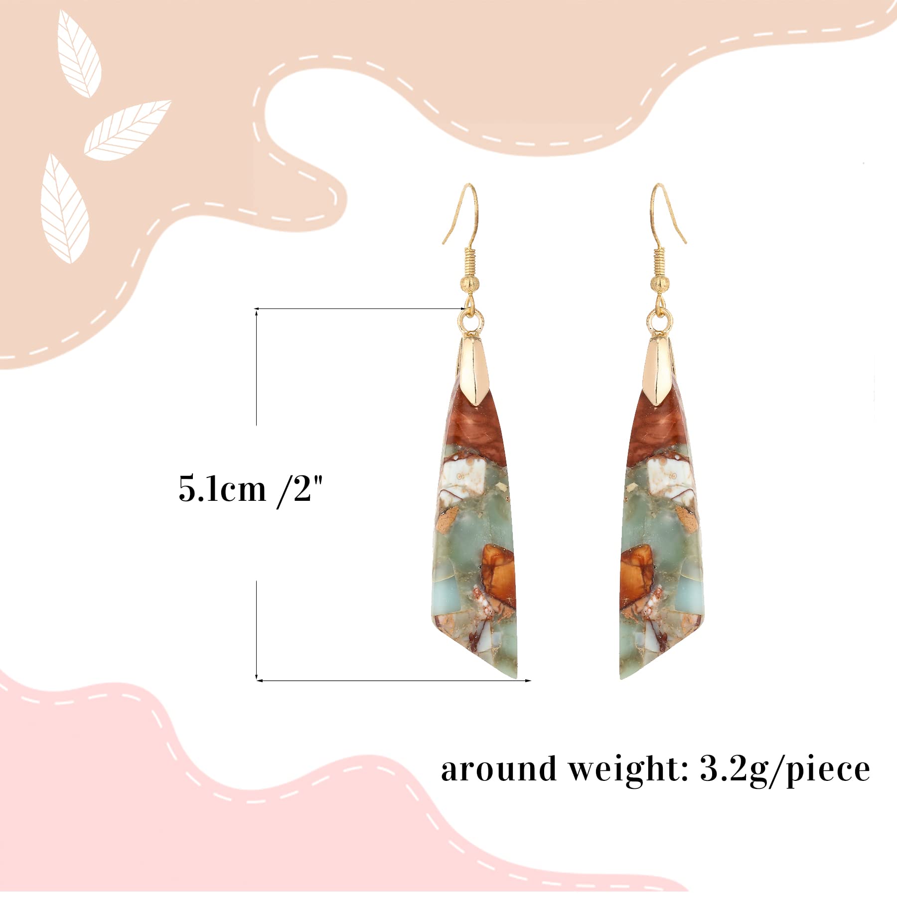 Brass Boho Handmade Agalmatolite Stone Dangle Earrings for Women