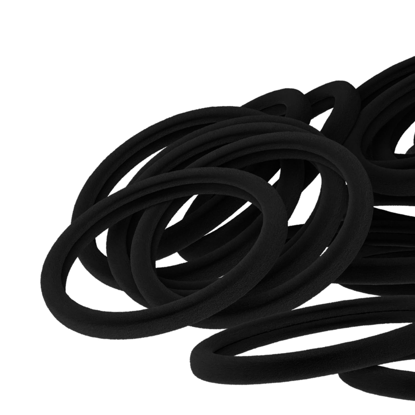 2 Inch in Diameter Large Thick Hair Ties No Damage, 60PCS Black Elastic Hair Ties for Women, Cotton Seamless Ponytail Holders, Soft Rubber Bands for Hair,