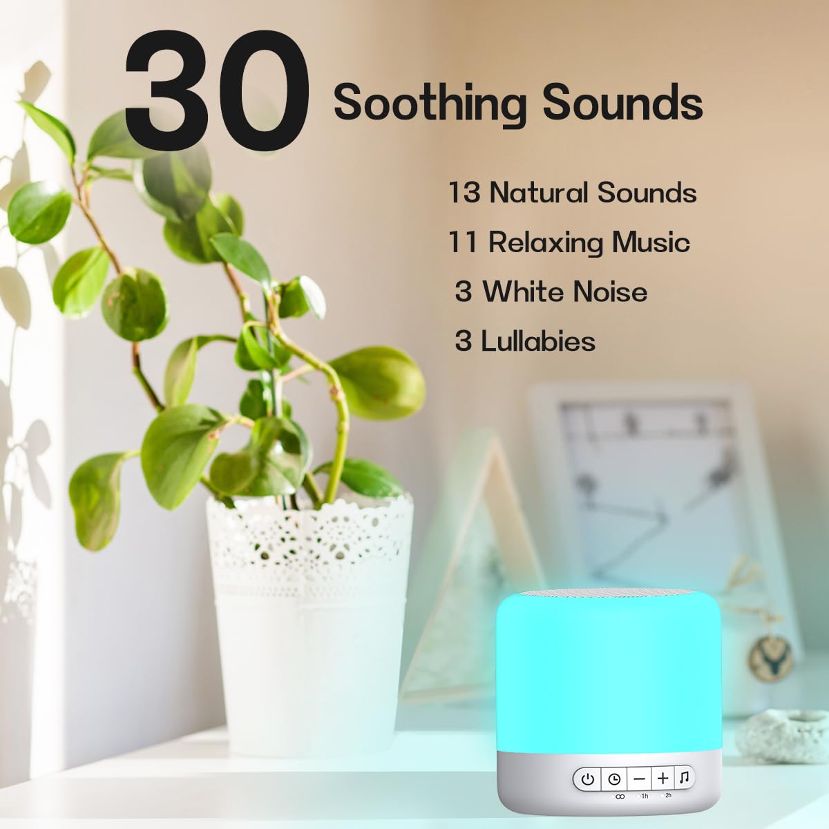 Easysleep Sound Machine Baby White Noise Machine for Sleeping,Toddler Sleep Trainer with 30 Soothing Sounds 12 Night Light,Timers, App Remote Control, Night Light Sleep Machine for Nursery Kid