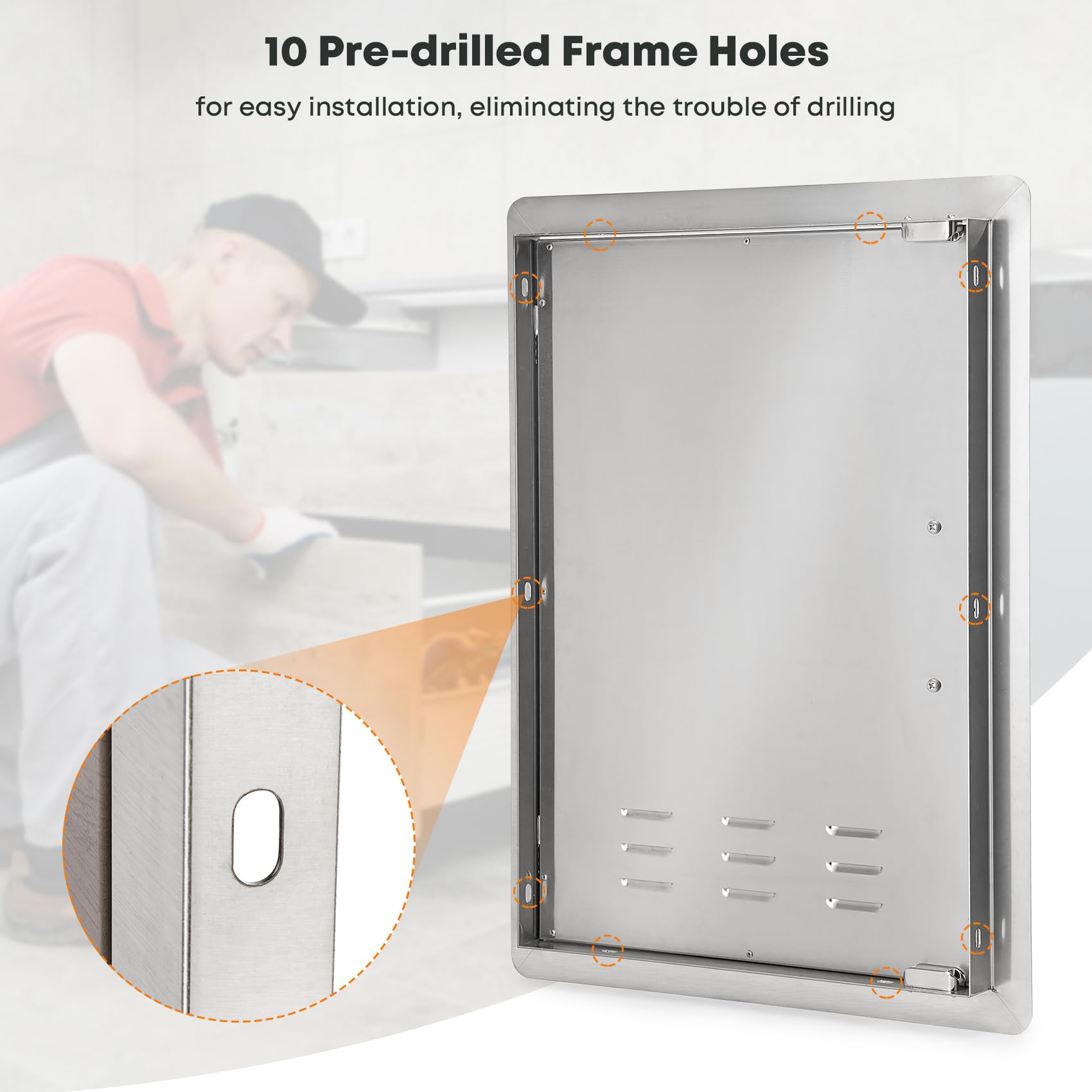 Stanbroil BBQ Access Door 20W x 27H Inch, Wood Grain Outdoor Kitchen Doors Wall Construction Single Vertical Door for Outside Kitchen, BBQ Island, Grill Station