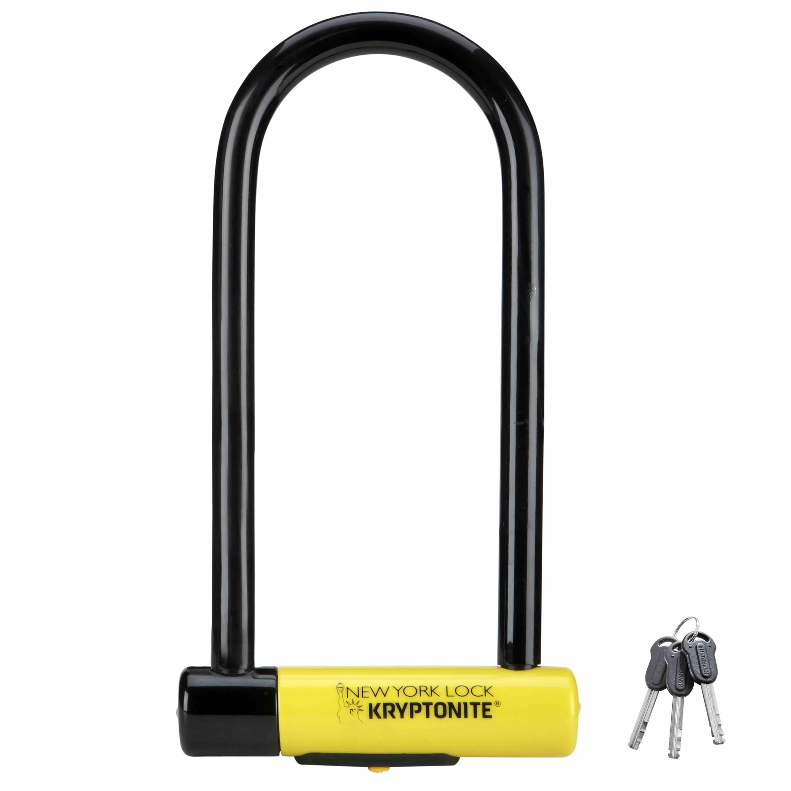 Kryptonite New York Long Shackle Bike U-Lock, Heavy Duty Anti-Theft Security Bicycle Lock Sold Secure Gold, 16mm Long Shackle with Keys, Ultimate Security Lock for Bicycles E-Bikes Scooters