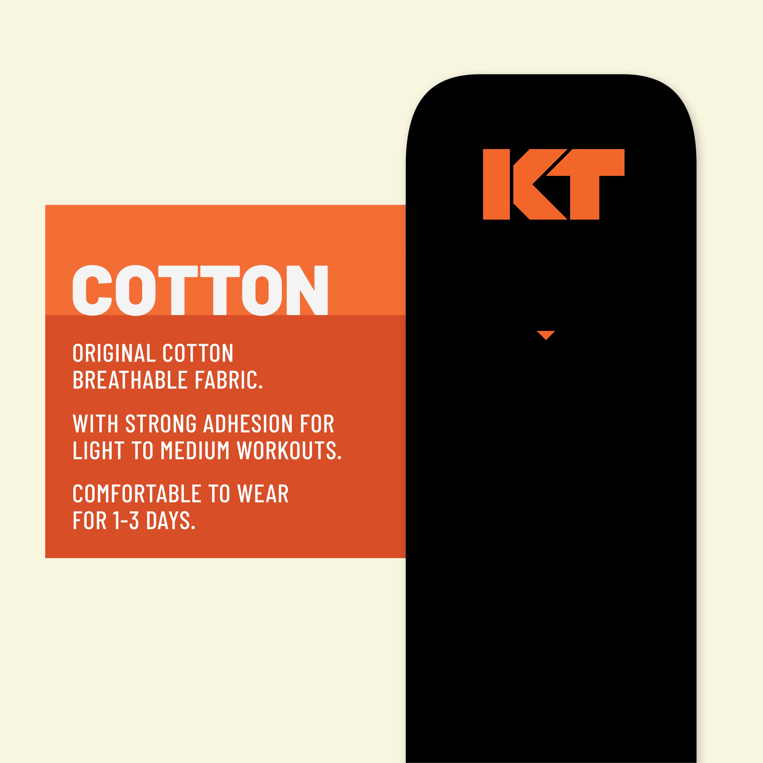 KT Tape, Original Cotton, Elastic Kinesiology Athletic Tape, 150 Precut 10” Strips, Black