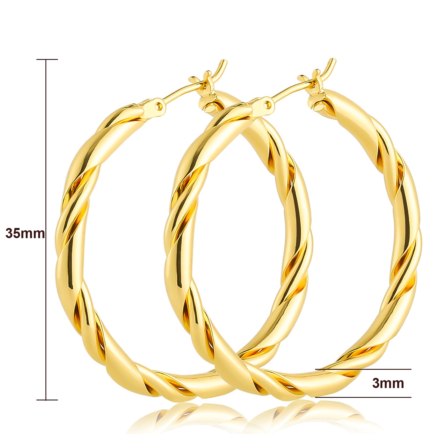 Ongerek 14k Gold Hoop Earrings for Women 14K Gold Earrings Fried Dough Twists Earrings for Women Trendy Hypoallergenic Earrings Gold Jewelry for Womens Earrings