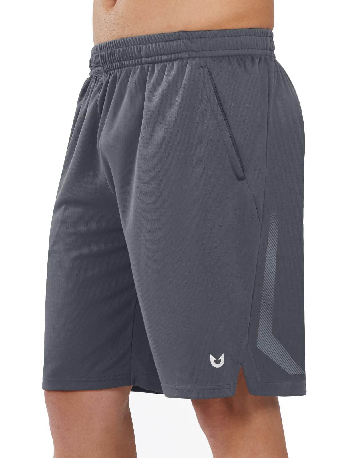 NORTHYARD Men's 10" Athletic Basketball Shorts with Zipper Pockets Quick Dry Lightweight Running Workout Gym Tennis Shorts SMOKEGREY 3XL