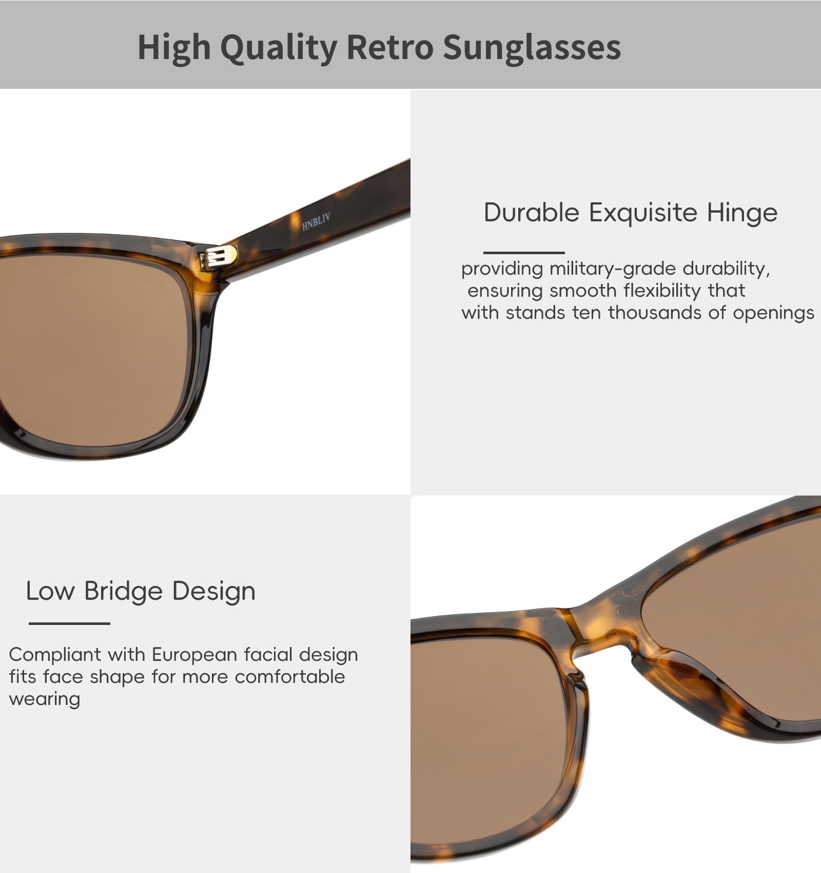 hnbliv Retro Square Big Sunglasses for Women & Men Trendy Oversized Classic Shades with UV400 Protection Unisex Tortoise Frame