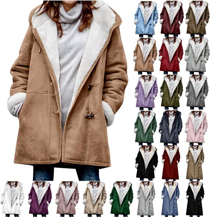 winter coats for women 2024 Trendy Plus Size Winter Coats for Women 2024 Warm Sherpa Fleece Lined Distressed Jackets Hooded Parka Faux Suede Pea Coat Outerwear Orders My