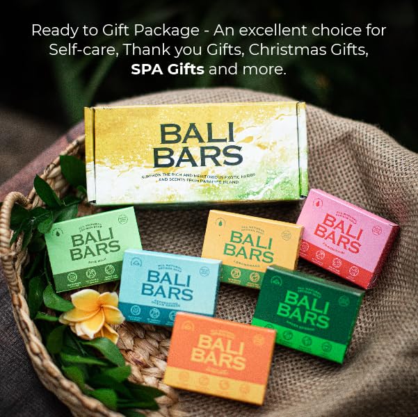 Bali Bars Natural Soap Bar For Men and Women Dry Sensitive Skin - Vegan Handmade Artisan All Natural Soap For Face, Hand And Body, Variety Scents of 6pcs (4.5oz Each Bars) Cold Process, Gift Set