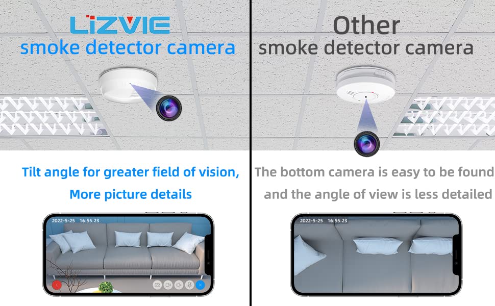 Wifi Camera in Wall Smoke Case,lizvie 1080P Wireless Security Camera with Cell Phone App,Motion Detection,Night Vision for Home and Office Surveillance, Support iOS/Android Multi-User Operation