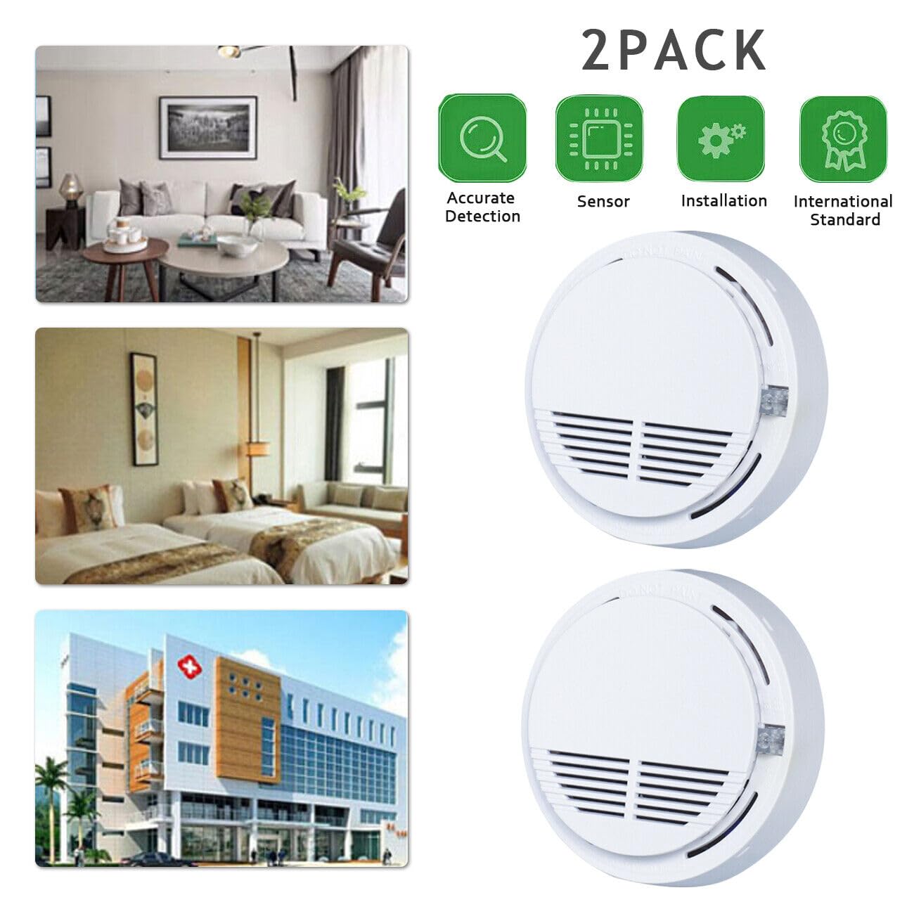 Smoke alarm-detectors are used in household kitchens or offices to detect gas alarms (2-pack)