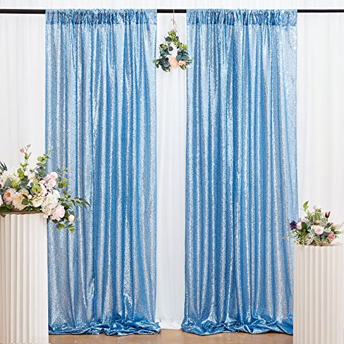 B-COOL Sequin Backdrop Curtains for Parties 2ft x 8ft Iridescent White Sparkly Drapes 4 Panels Glitter Curtain for Holiday Party Stage Decoration