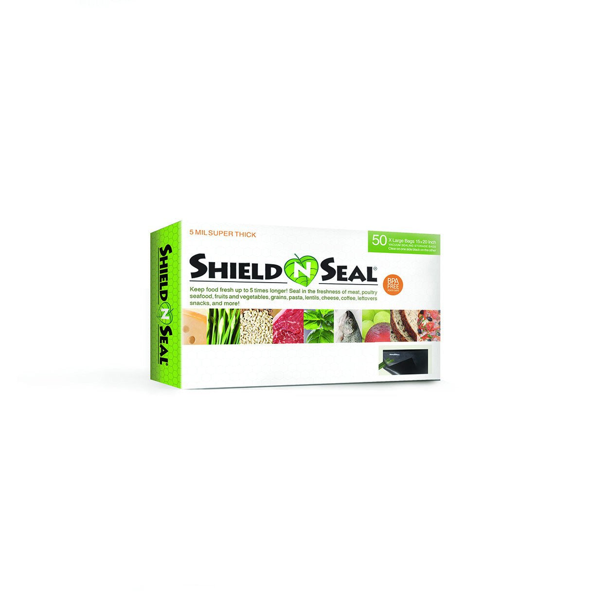 ShieldNSeal Vacuum Seal Bags (Black and Clear, 15" x 20")