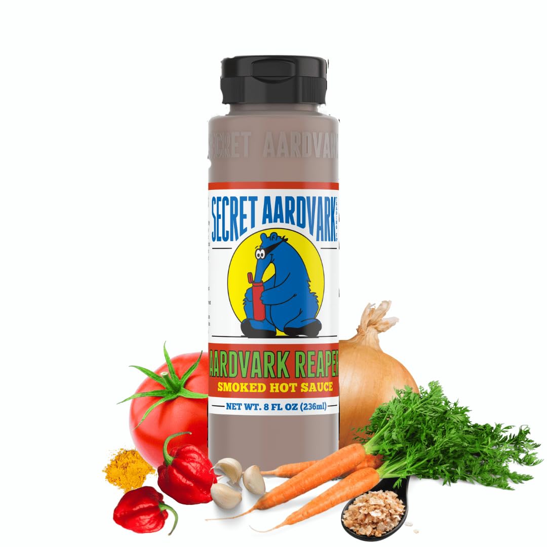 Secret Aardvark Reaper Hot Sauce - Carolina Reaper Hot Sauce, Smoky, Low Carb, Dairy Free, Spicy BBQ Sauce, Hot Sauce & Marinade - 8 fl oz 1 Pack