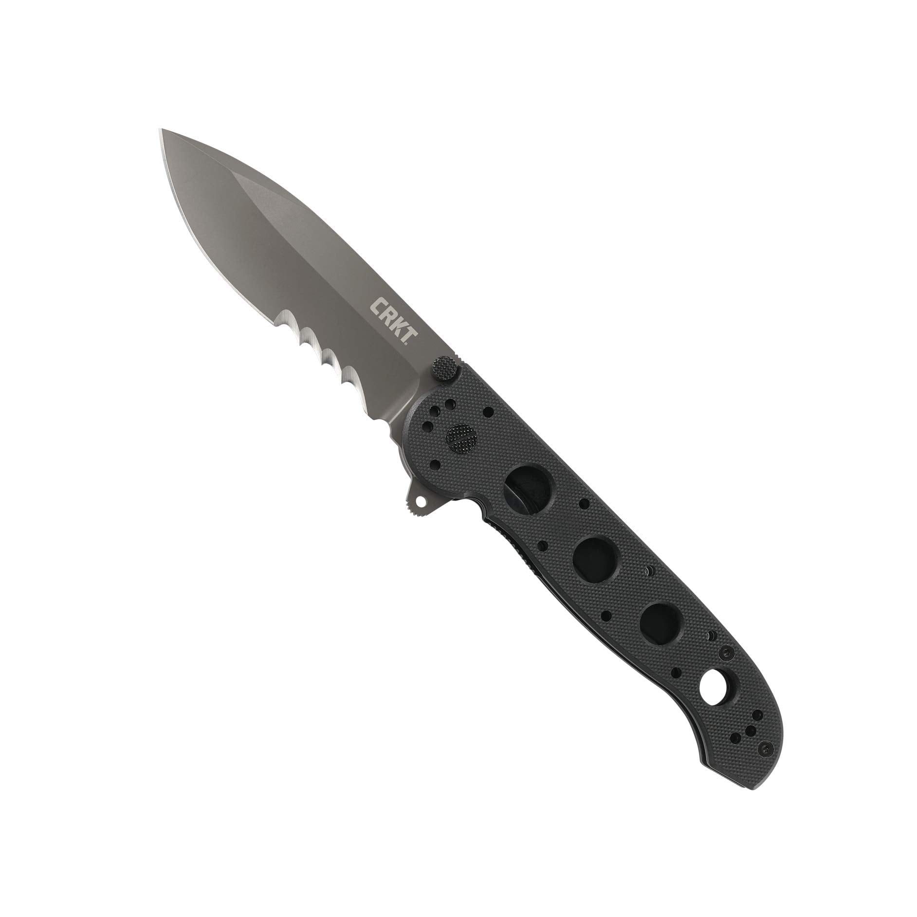 CRKT M21-14G EDC Folding Pocket Knife: Everyday Carry, Black Serrated Edge Blade, Veff Serrations, Automated Liner Safety, G10 Handle, Reversible Pocket Clip