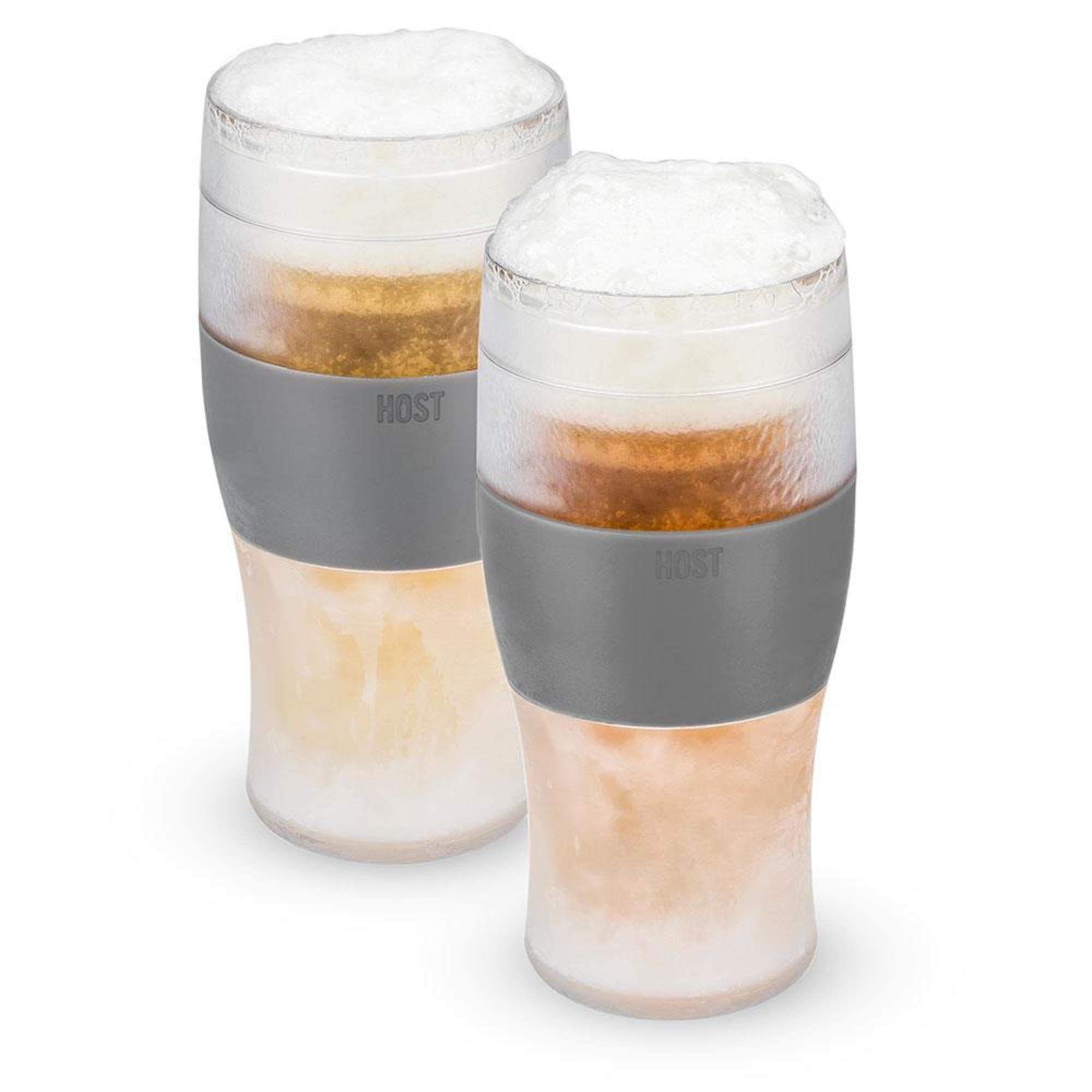 Host Freeze, Frozen Mugs, Freezable Pint Set, Beer Keep Your Drinks Cold, Double Walled Insulated Glasses, Tumbler for Iced Coffee, 16oz, Set of 2, Gray