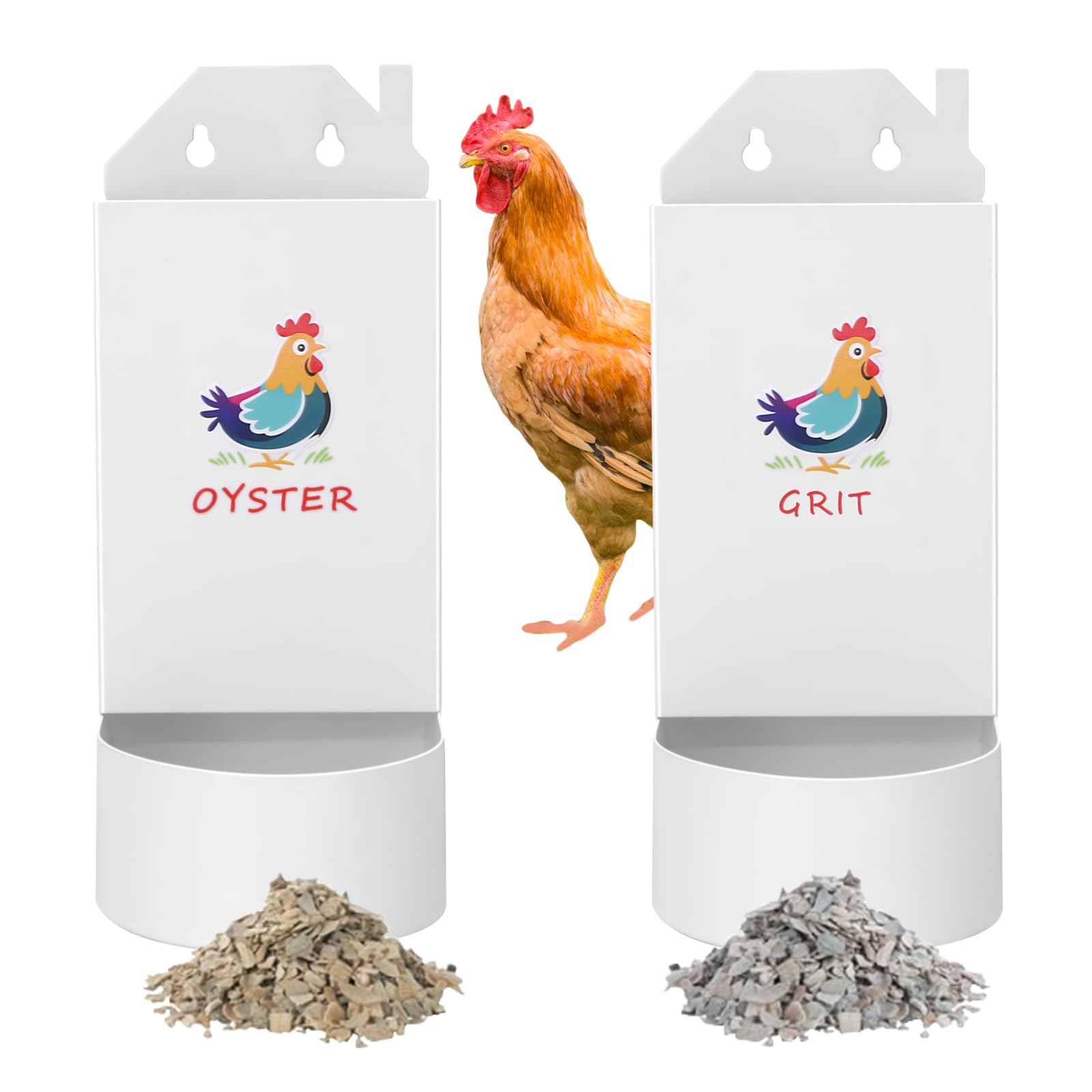 Chicken Grit and Oyster Shell Feeder,Metal Automatic Chicken Feeder,Chicken coop Accessories Poultry feeders, Suitable for Quail, Pigeons, Doves, Chicks, and Adult Chickens（2 Pcs）
