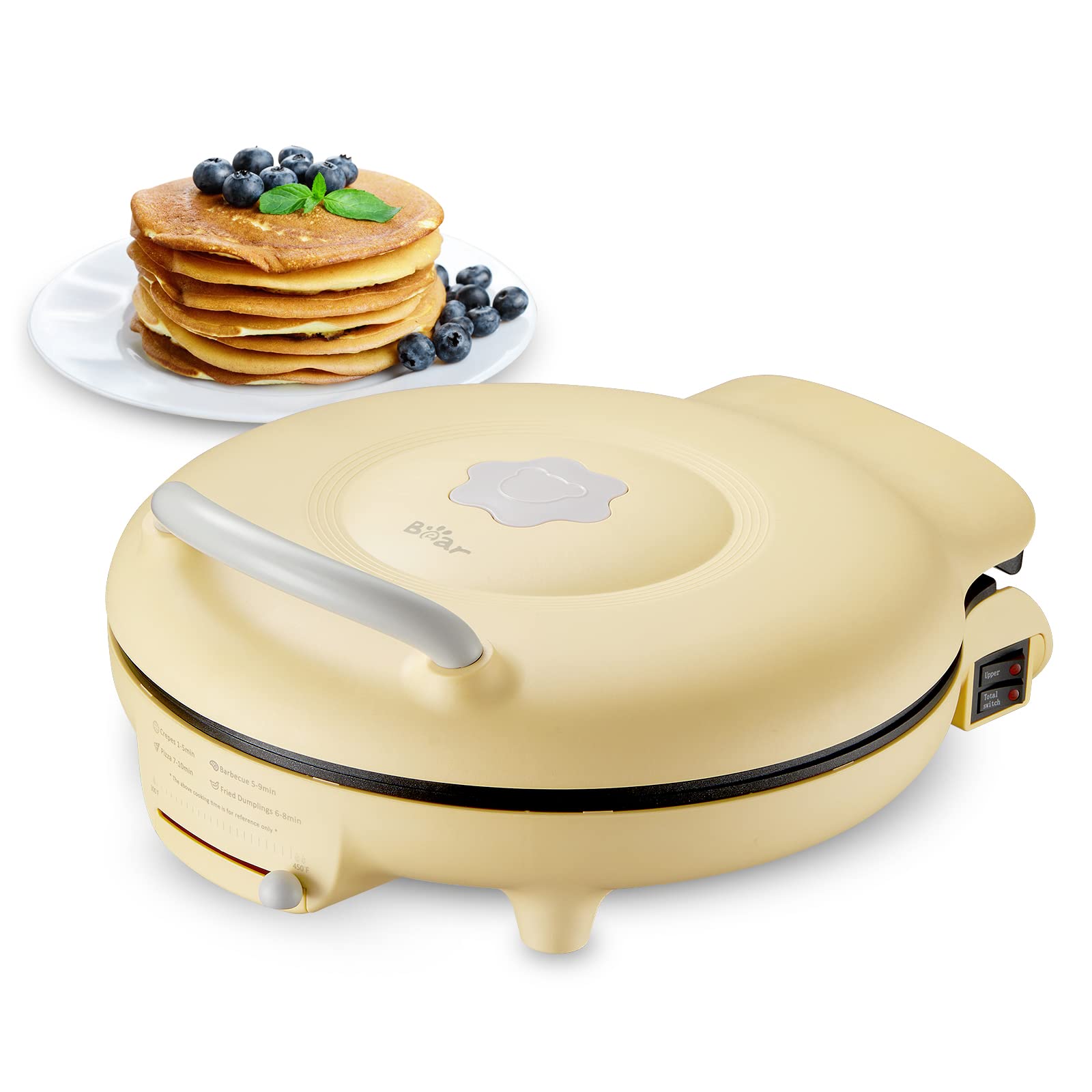 Bear 11.8'' 1500W Electric Smokeless Indoor Grill with Adjustable Temp, Quesadilla Maker Nonstick Pan for Breakfast, Lunch, Dinner