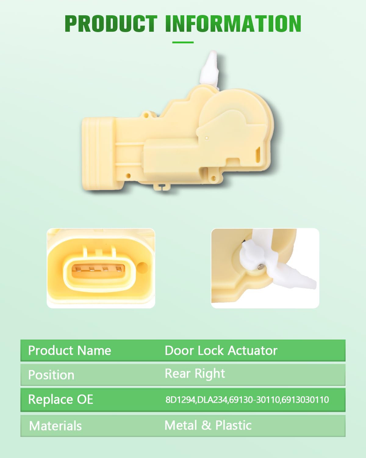 Power Door Lock Actuators Rear Right Door Latch Replacement Fits for 1998-2005 for Lexus GS300 1998-2000 for Lexus GS400 2001-2005 for Lexus GS430 1999-2003 for Lexus RX300 Prius 8D1294 DLA234