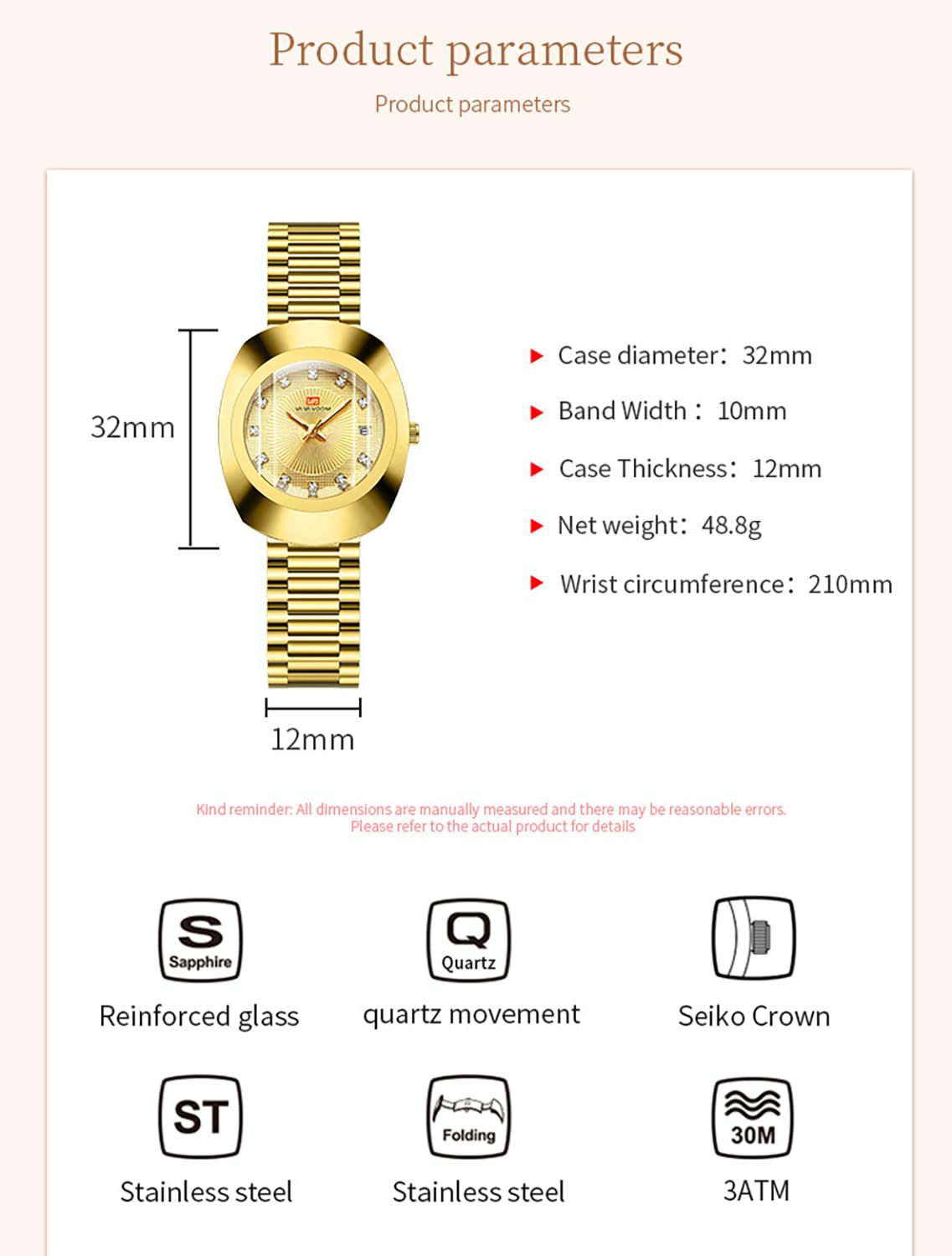BESTKANG Valentines Couple Watches Oval Unisex Style Couple Waterproof Casual Stainless Steel Lovers Wedding Romantic Watches (Woman Gold Black)