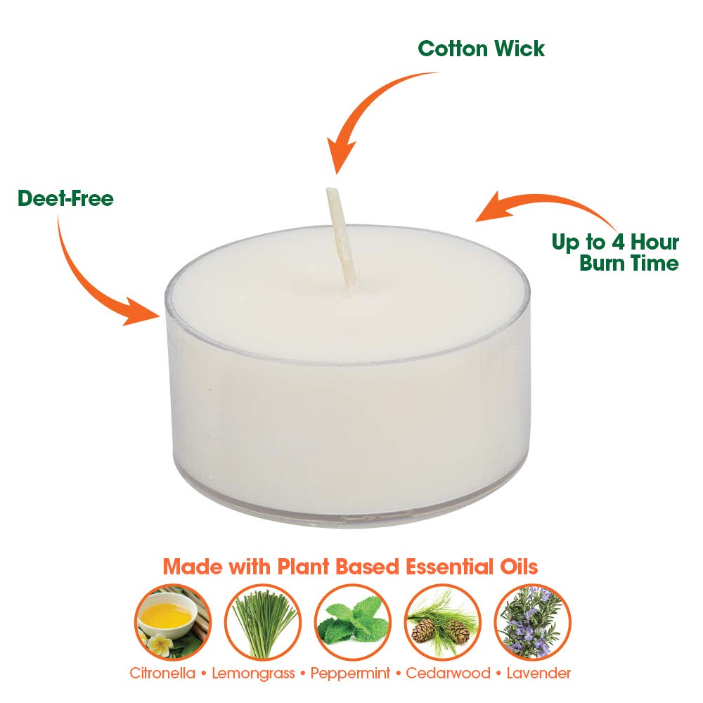 Mosquito Guard 16 Tealight Citronella Candles Outdoor Mosquito Repellent Indoors - DEET Free Mosquito Candles for Outside - Natural Mosquito Repellent Outdoor Patio Candle - Yard Bug Repellent Candle