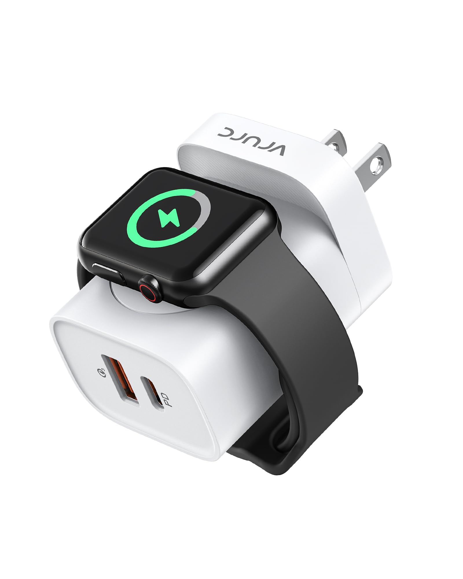 VRURC for Apple Watch Charger, PD 20W Fast Charging Block with Foldable Plug, USB C Wall Charger Power Adapter with Dual Port Compatible with iPhone, Samsung, Android,Tablets-White