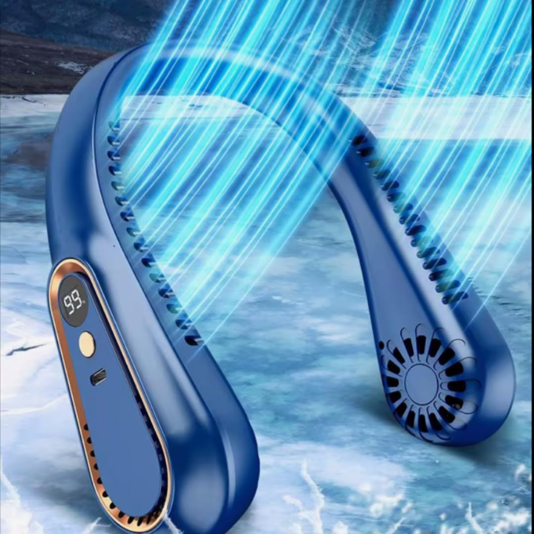 CasaCare Bladeless Neck Fan, 5-Speed USB Rechargeable Personal Fan, Hands-Free Wearable Cooling Device for Travel, Office, Outdoor Use for Women and Men