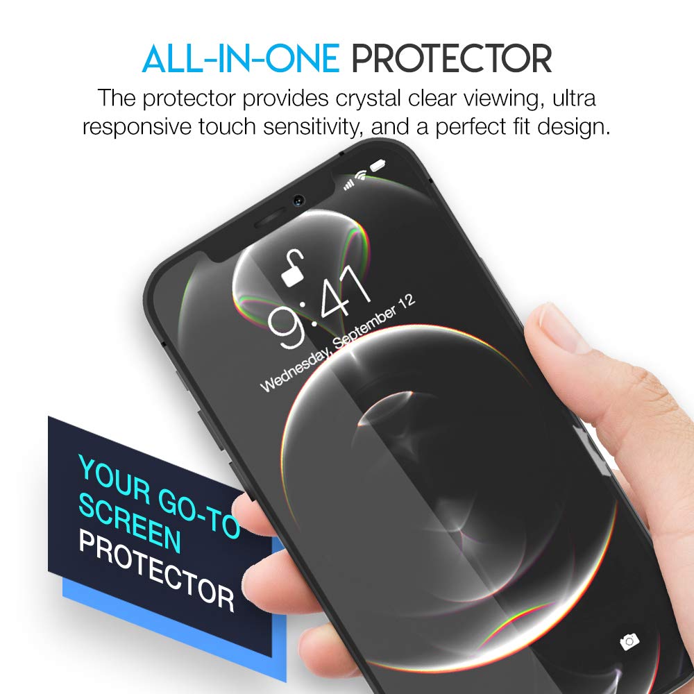 Purity Screen Protector Compatible with iPhone 12 / iPhone 12 Pro 2020 6.1", Tempered Glass Screen Film Designed for iPhone 12 / iPhone 12 Pro Anti-Scratch Work with Most Cases - 3 Pack
