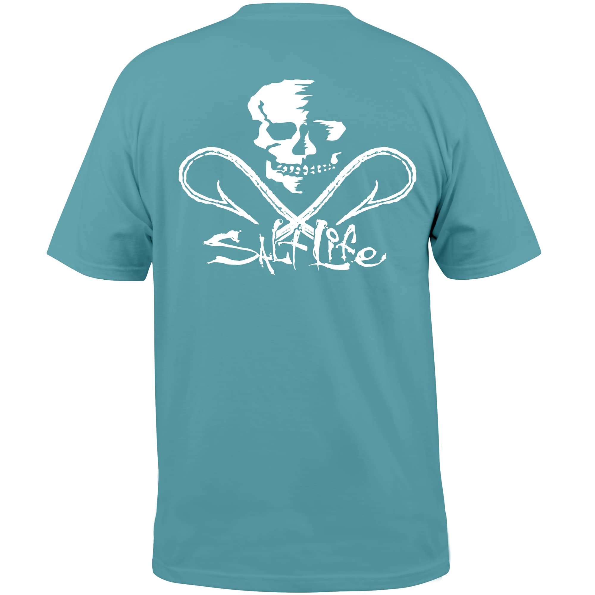 Salt Life Mens Skull and Hooks Short Sleeve Classic Fit Shirt, Sea Green, XX-Large