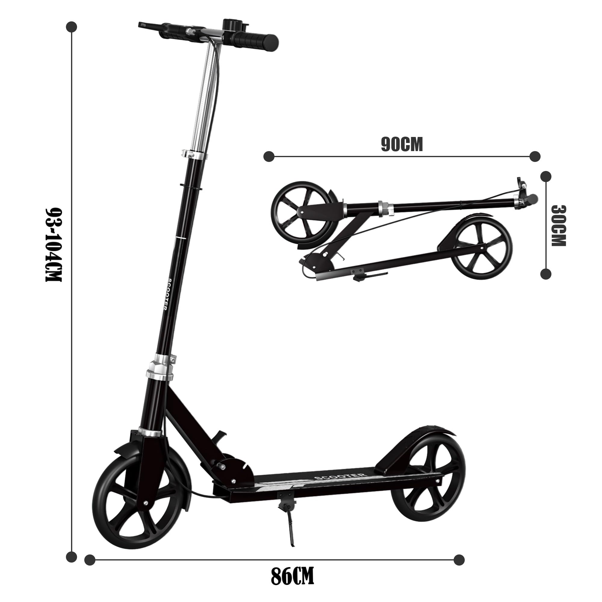 Scooters for Kids 9-25, Teens & Adults - Foldable Commuter Scooter with Bell, Hand Brake & Adjustable Height, 260 LB Weight Capacity, Perfect for School, Campus, Park Rides