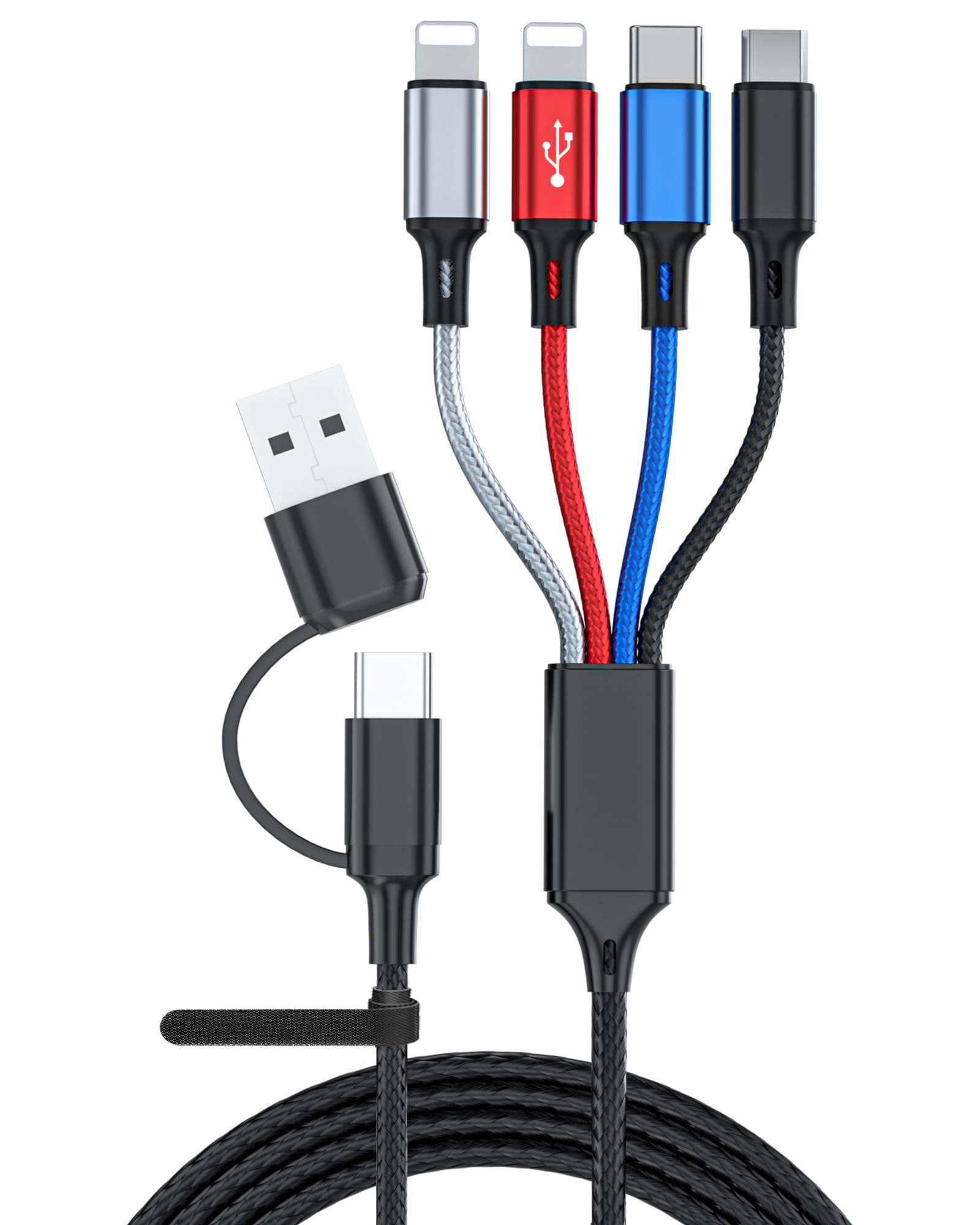 seynli 6-in-1 Multi Charging Cable 6ft, Charging Cables for Multiple Devices, Compatible with iPhone, USB-C, Micro USB - Multi End Charging Cable Supports 2.4A Fast Charging