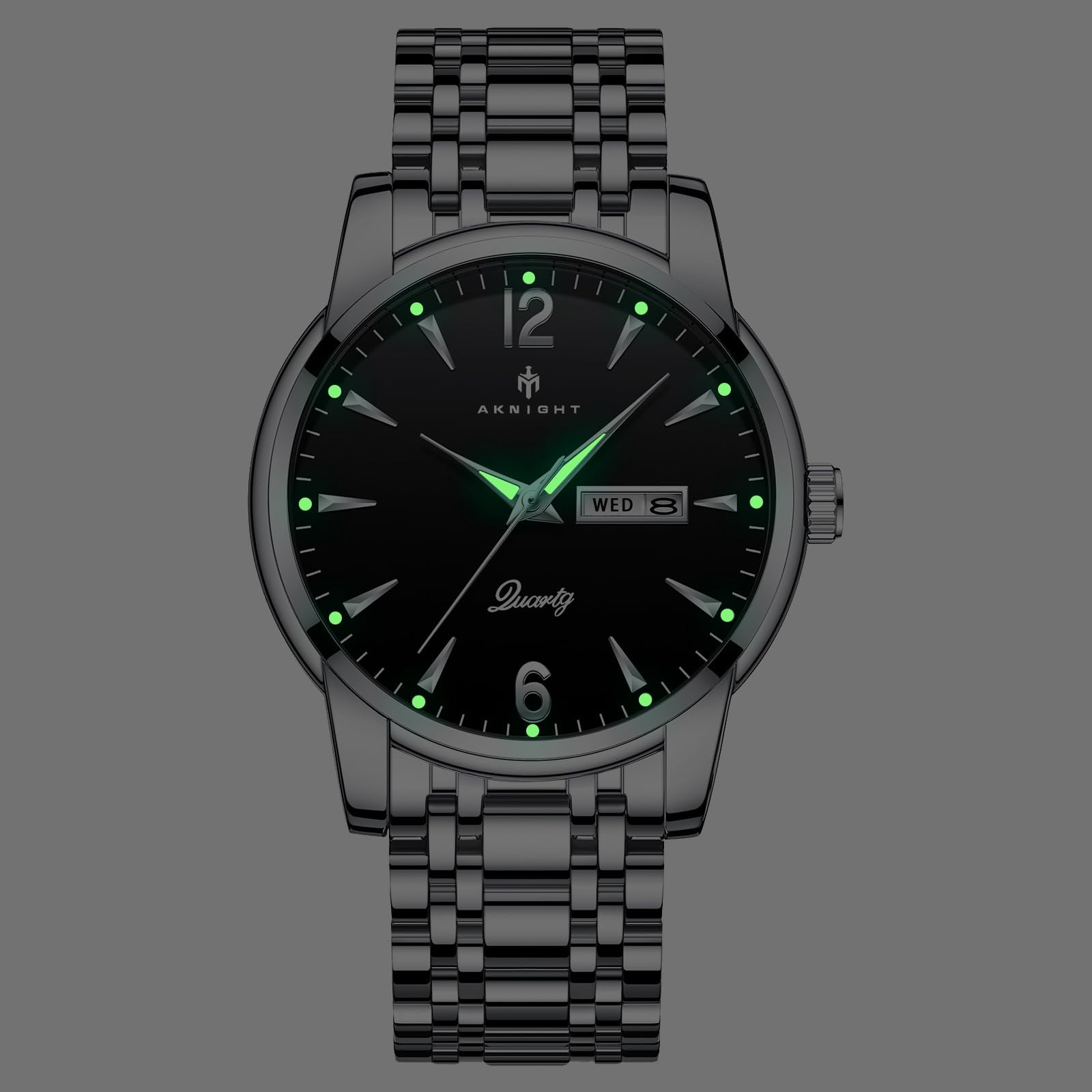 BY BENYAR AKNIGHT Watches for Men Quartz Movement Watch，Waterproof Luminous Men's Watch, Stainless Steel Strap Business Watches