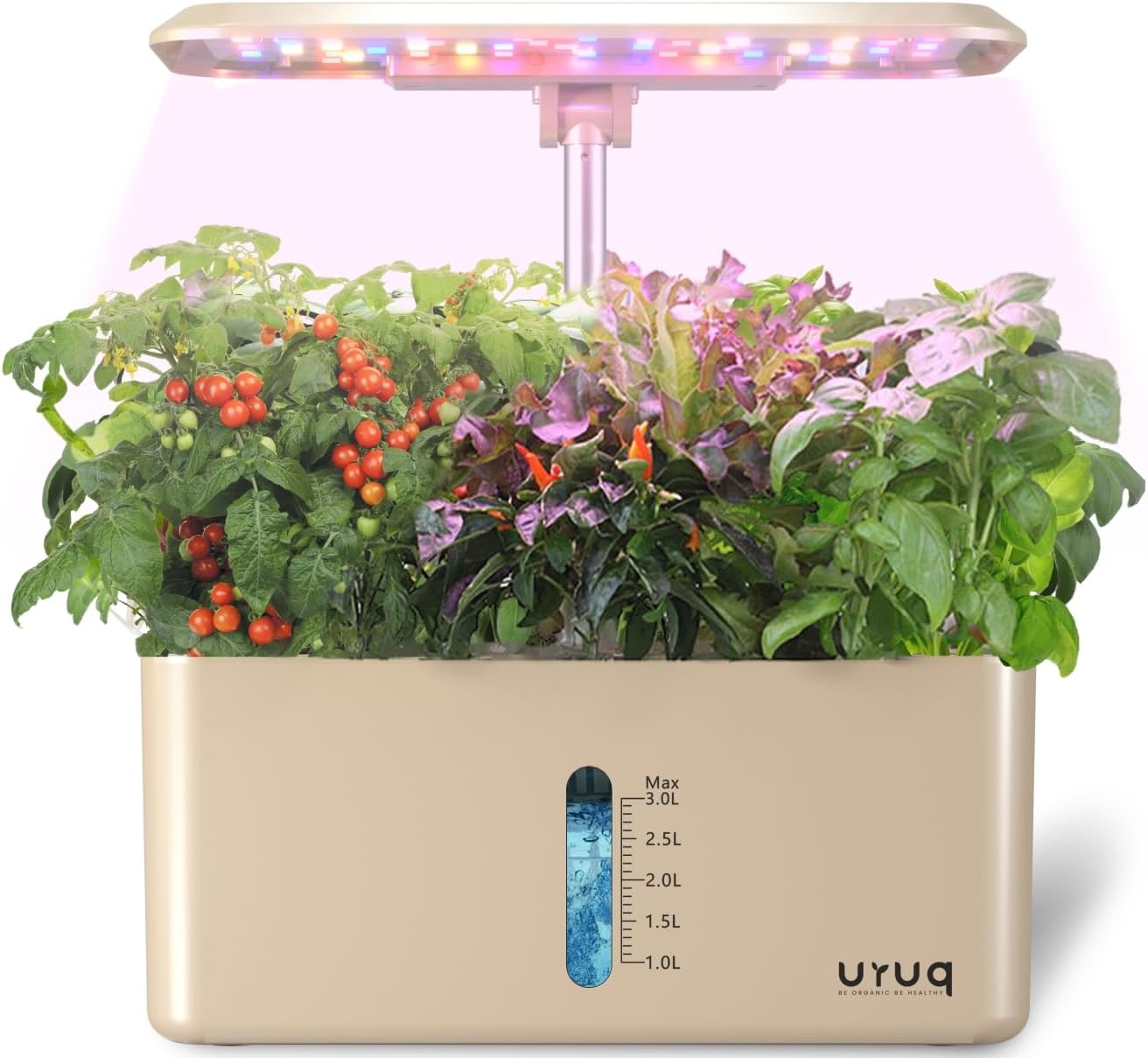 URUQ Hydroponics Growing System Garden: 8 Pods Indoor Herb Garden with Grow Light Plants Germination Kit Quiet Automatic Hydroponic Height Adjustable - Gardening Gifts for Women Kitchen Black