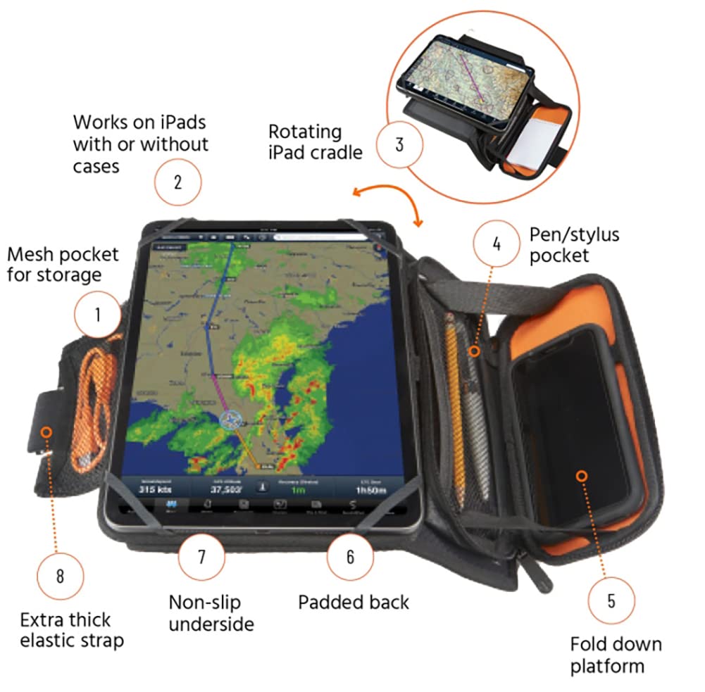 Flight Outfitters Centerline Kneeboard Compatible with iPad mini, iPad Air, iPad Pro for Professional Pilots, General Aviation, Large