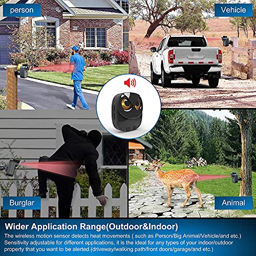 1/2 Mile Long Range Wireless Driveway Alarm-HTZSAFE Outdoor/Indoor Motion Sensor&Detector-DIY Security Alert System- 1 Receiver and 3 Sensor Kit