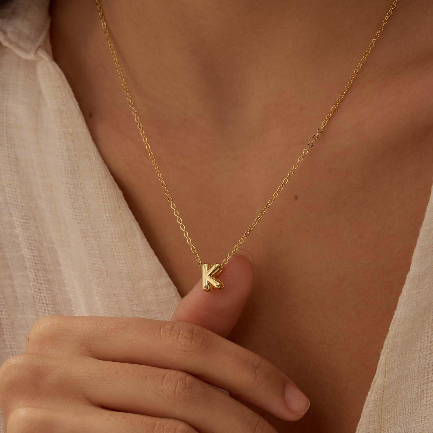 CUEZIY Bubble Letter Necklace Gold Initial Necklaces for Women Name Necklace Personalized Bubble Pendant Necklace Dainty Charm Necklaces Teen Gift Trendy Stuff Gold Jewelry Gifts