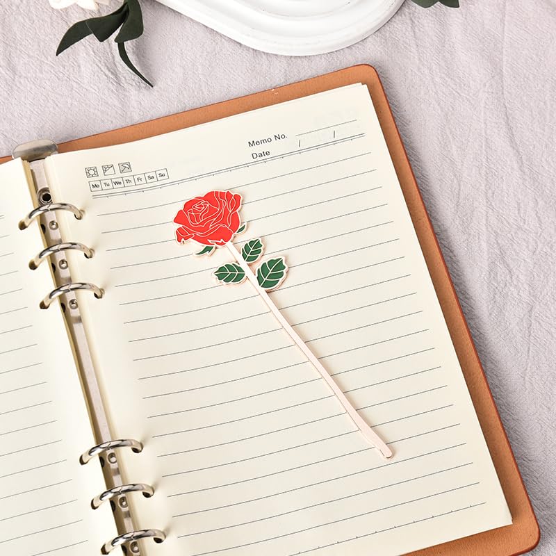 Red Rose Bookmark for Women Book Lovers Metal Bookmarks Gifts for Mom Mother Mothers Day Birthday Gifts for Her Girlfriend Valentines Day Gifts for Wife Book Page Holder Reading Accessories