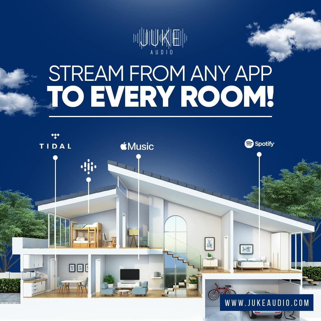 JUKE AUDIO | 6 Zone Amplifier with 12 Ceiling Speakers | Multi-Room Audio Package