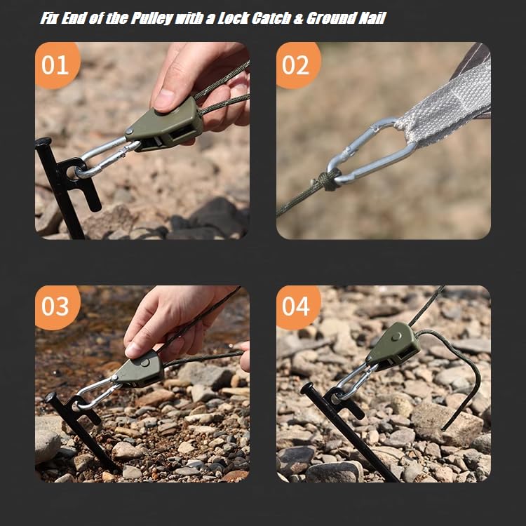 2pcs 15ft Ratchet Tie Down Rope Canopy Tent Tie Downs Strap Retractable Hanger with Hooks Reinforced Metal Gear for Camping Essentials 5/32"