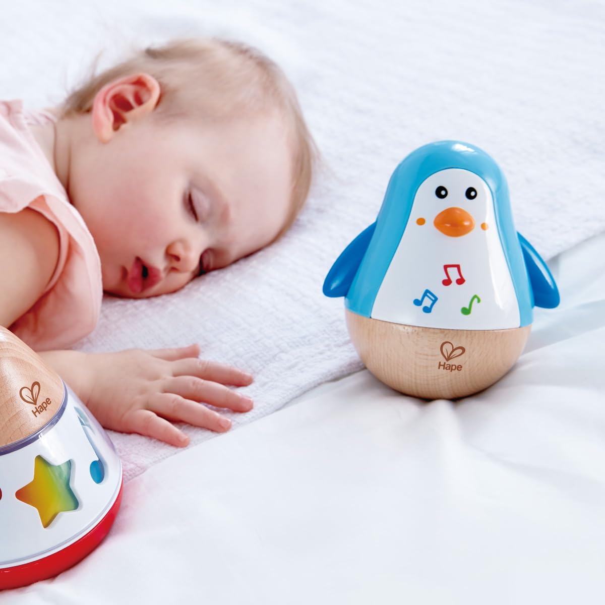 Hape Penguin Musical Wobbler | Colorful Wobbling Melody Penguin, Roly Poly Toy for Kids 6 Months+, Multicolor, 5'' x 2'' (E0331)