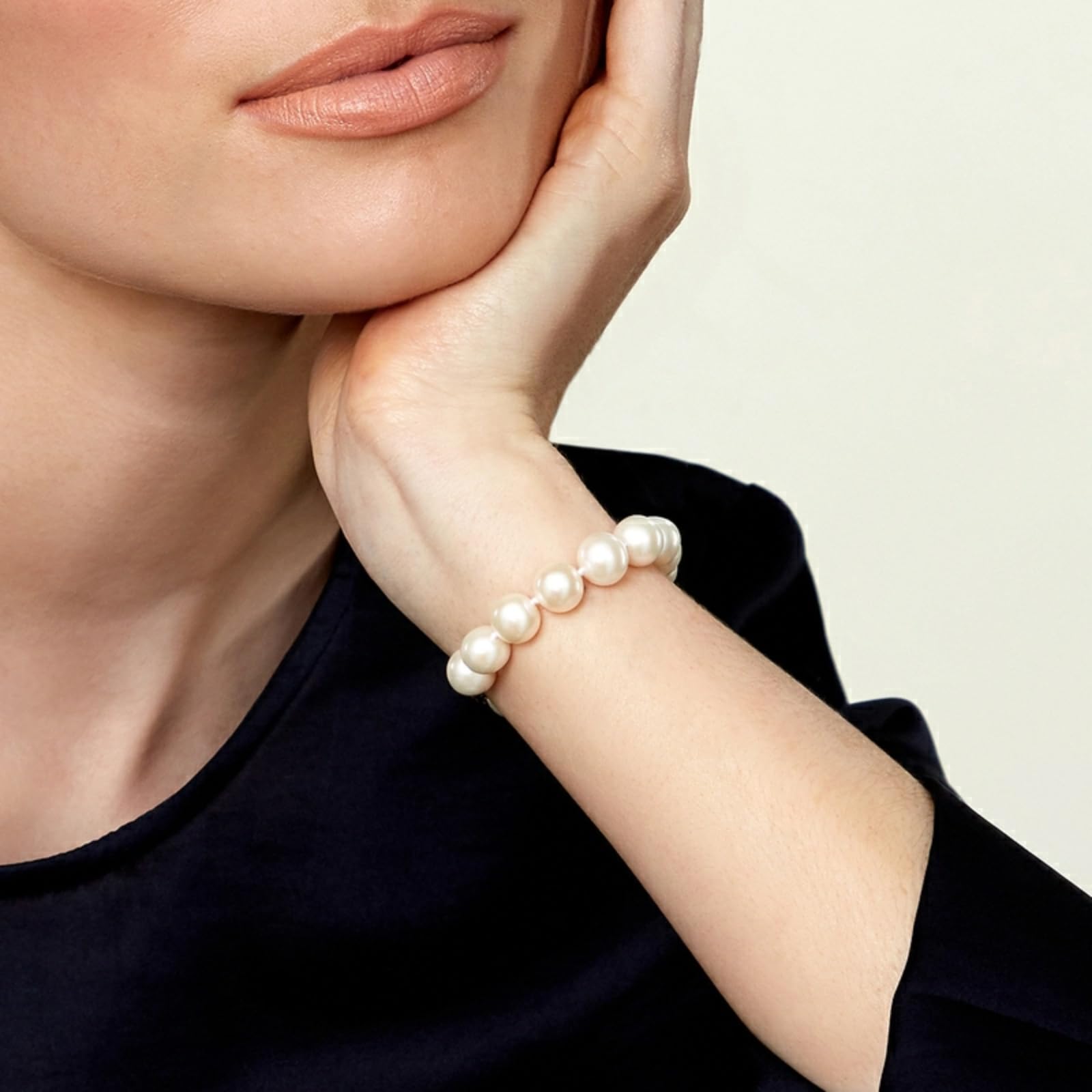 The Pearl Source White Freshwater Pearl Bracelet for Women - Cultured Pearl Bracelet with 14k Gold Plated Clasp with Genuine Cultured Pearls, 7.0-7.5mm Pearl Gifts for Christmas, Holidays and Anniversary