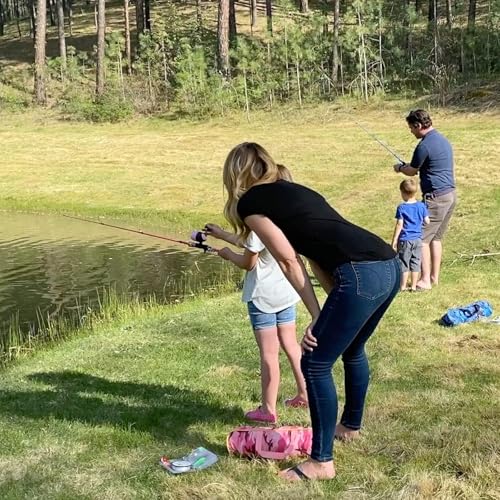 Gamashino Kids Fishing Pole Set - 2Pack Rod and Reel Combo Kit with Tackle Box Fishing Line for Children Beginner (Blue+Pink,4.92)