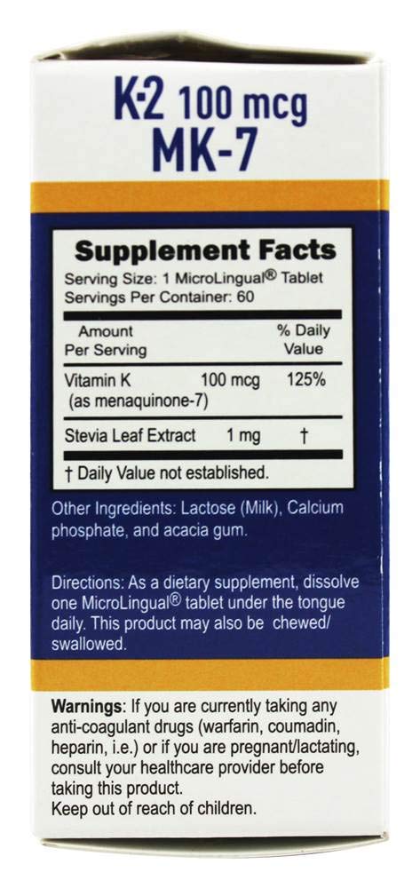 Superior Source Vitamin K2 MK-7 (Menaquinone-7), 100 mcg, Quick Dissolve MicroLignual Tablets, 60 Count, Healthy Bones and Arteries, Immune & Cardiovascular Support, Non-GMO