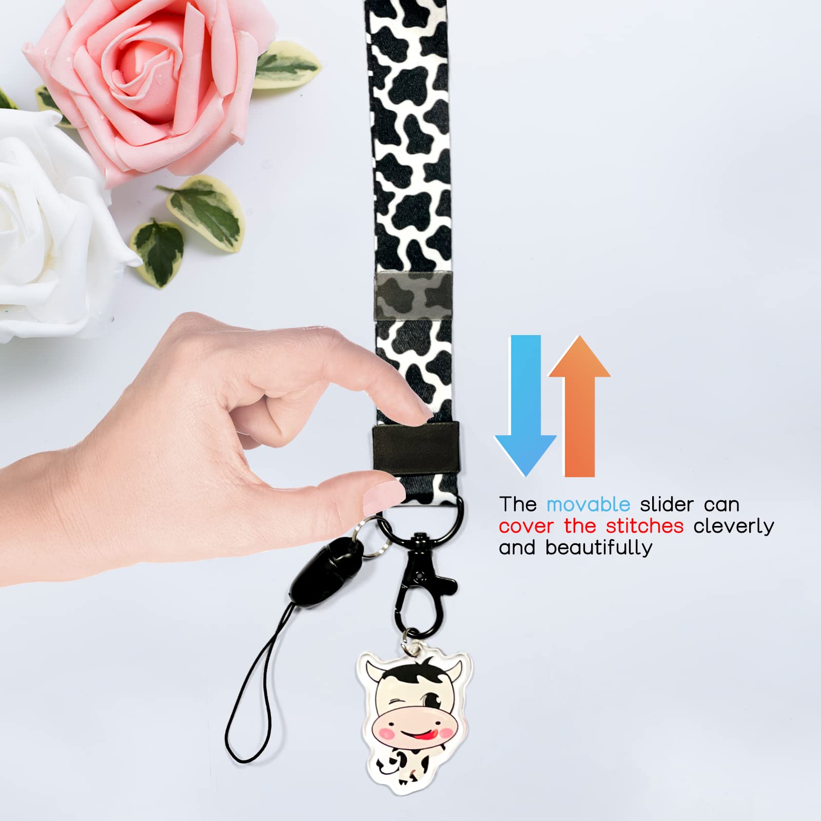 Cow Pattern Lanyard for ID Badges，Key Neck Strap， Kid Neck Lanyard for Keys，Cute Animal Keychain，Black and White Lanyard for Women Men Teachers Teens Girls Boys，Lanyard for Card Holder