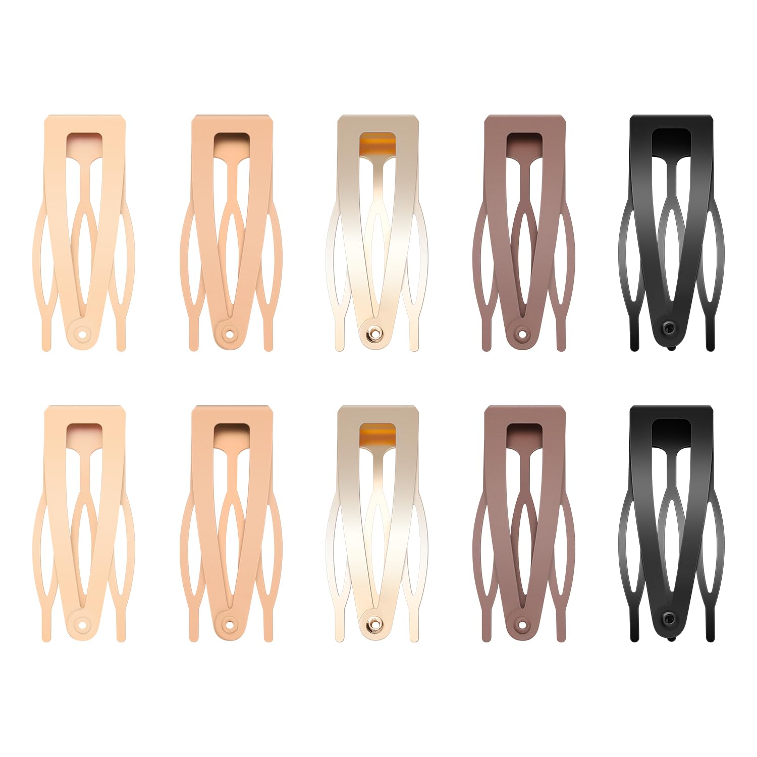 10 Pcs Double Grip Hair Clips, Sightor Metal Snap Hair Clips Hair Barrettes for Women Hair Making Salon Supplies Hair Accessories (Black, Brown, Beige, Khaki, Gold)