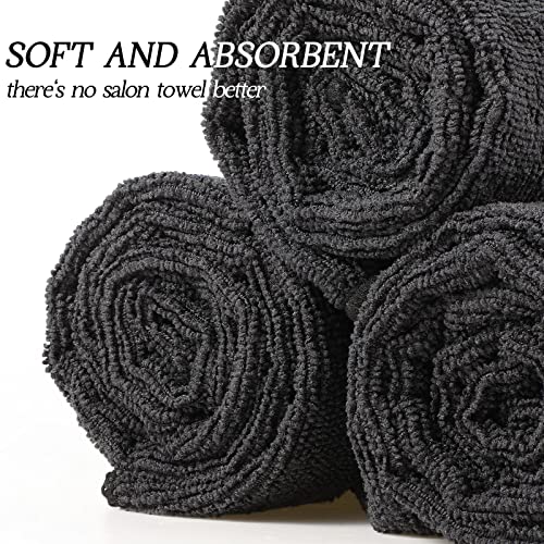 36 Packs of Bleach Proof Towels Microfiber Absorbent Salon Towels Bleach Resistant Salon Hand Towels for Gym, Bath, Spa, Shaving, Shampoo, Home Hair Drying, 16 x 28 Inches (Black)