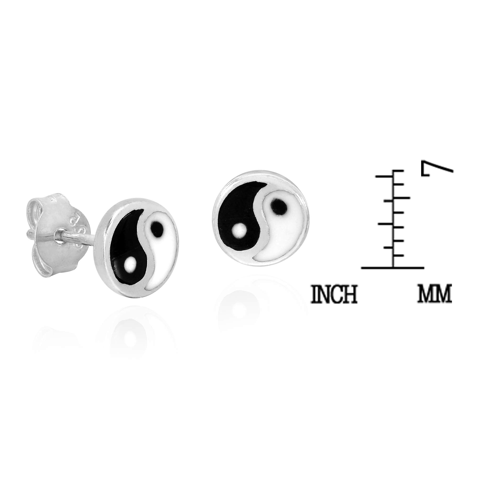 Aeravida Balancing Duality Yin and Yang Symbol .925 Sterling Silver 6mm Stud Earrings,Casual Sterling Silver Stud Earring for women,Classic Stud Earrings,Gift for Daughter, Sterling Silver, not known