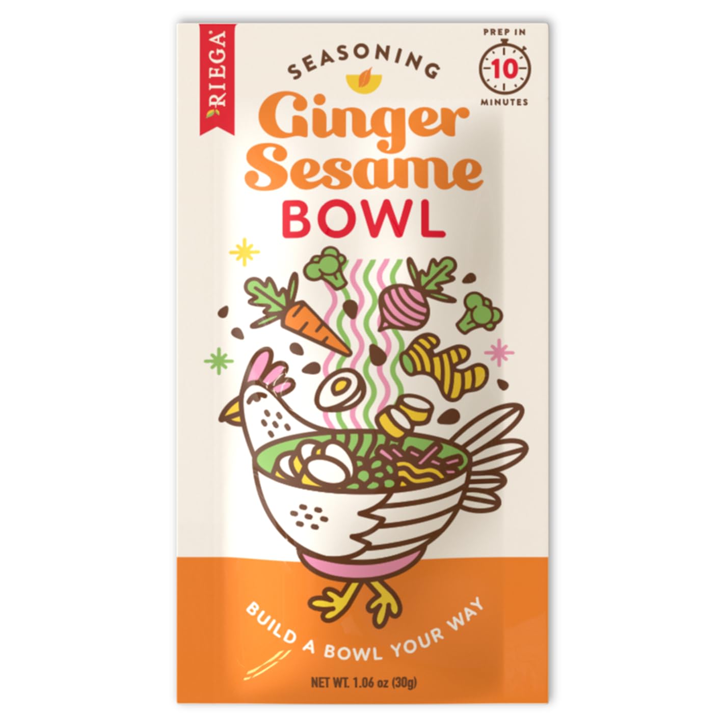 Riega Ginger Sesame Bowl Seasoning, Perfect Mix for Ginger Sesame Dishes (1.06 Ounce (Pack of 8))