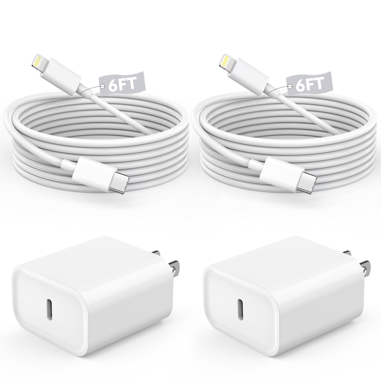 Fast Charger iPhone,iPhone Charger Fast Charging 2Pack USB C Wall Charger Block Fast iPhone Charger 6FT Type-C USB C to Lightning Cables Cord for iPhone 14/14Plus/13/12/11 Pro Max,Mini,8, iPad/AirPods