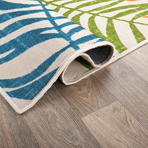 Rugshop Minorca Floral Leaves Non-Shedding Outdoor Rugs for Deck,Patio,Backyard Indoor/Outdoor Runner Rug 2' x 7' Multi