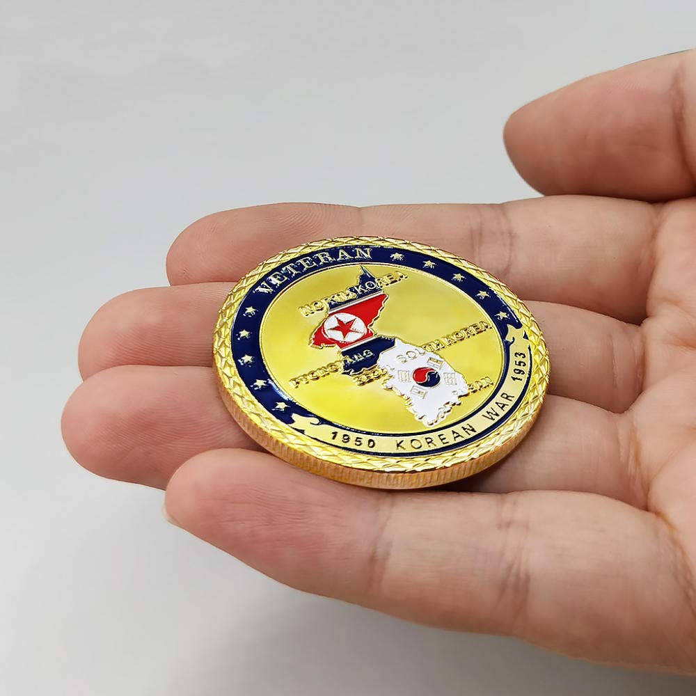 Exquisite Coin Korean War Commemorative Coin Colored Flag Commemorative Medal 38 Line Coin Korean War and Peace Commemorative Medal Perfect Replacement for Original Coins